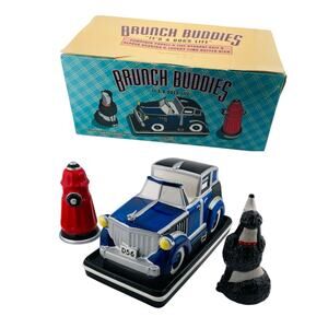 Dept 56 Brunch Buddies Limo Poodle Fire Hydrant Salt Pepper Shakers Butter Dish